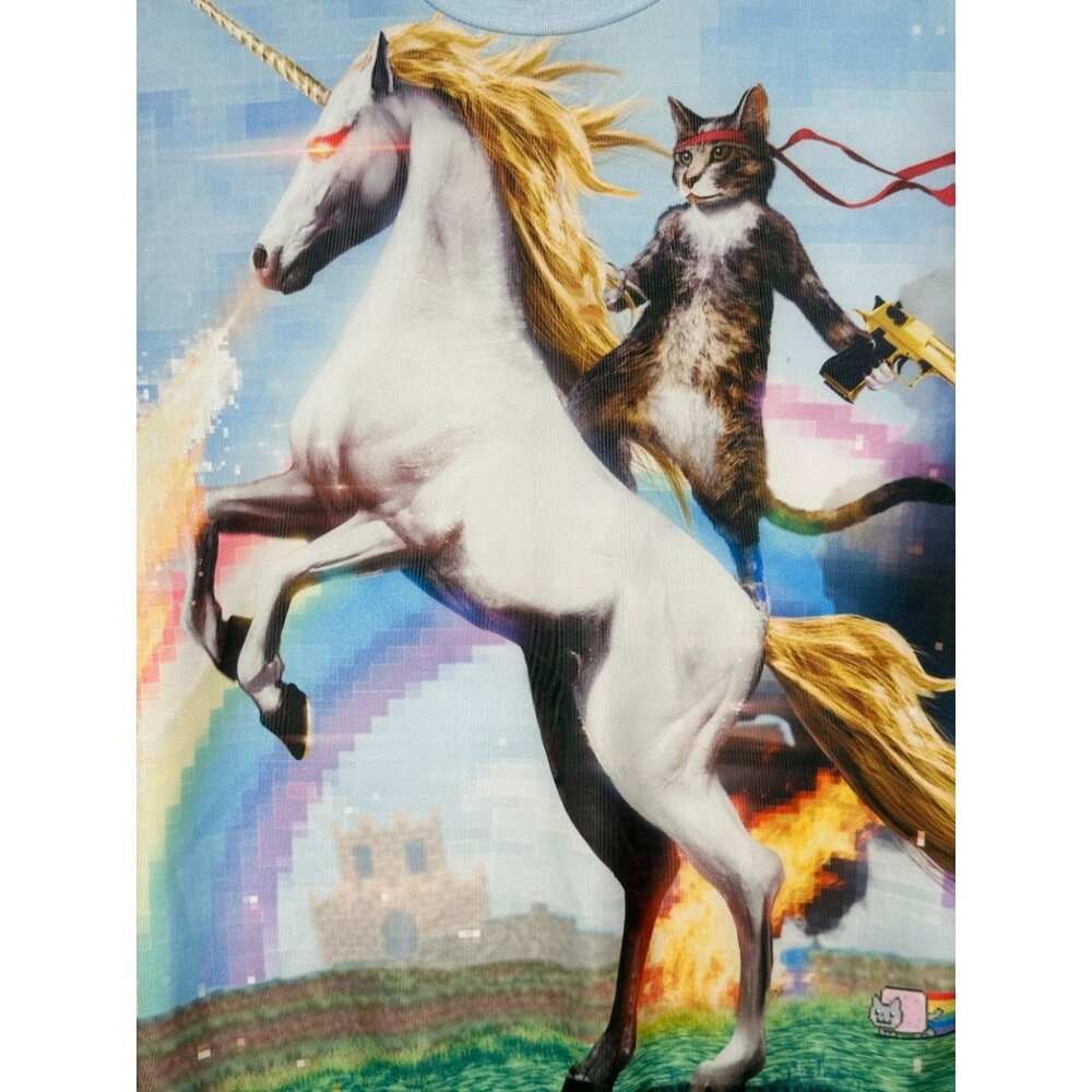 Rambo Cat Sharpshooter Cool Golden Gun Fighting Riding Unicorn Med